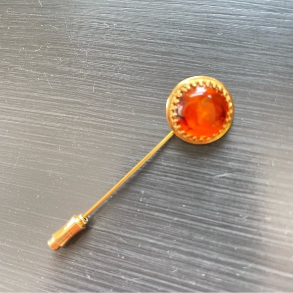 Vintage Amber Gold Filled Stick Pin - Picture 3 of 11